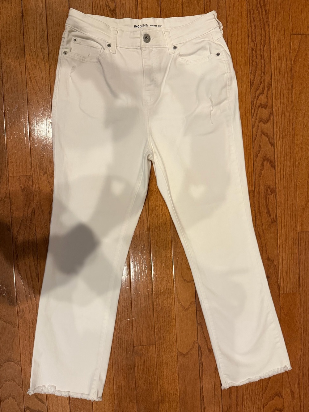 INC International Concepts White Cropped Straight-Leg Jeans